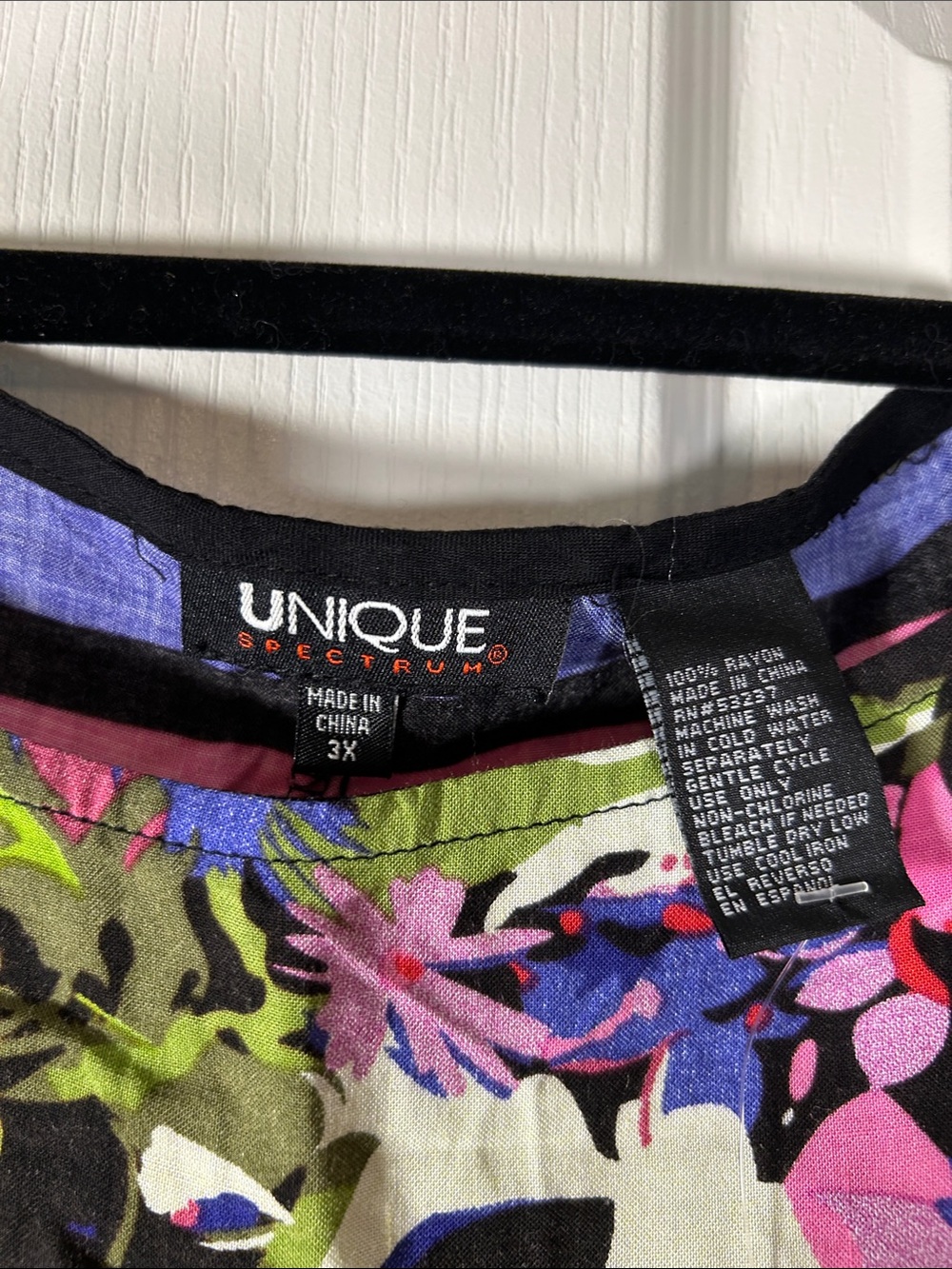 Unique Spectrum Olive, Pink & Blue Floral Tunic and metal belt 3X - Picture 2 of 8
